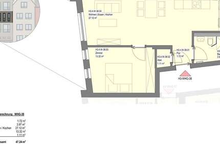 Wohnung Wetzlar - 2 Zimmer, 47 m&sup2;, 770&euro; | Angebot:23750320