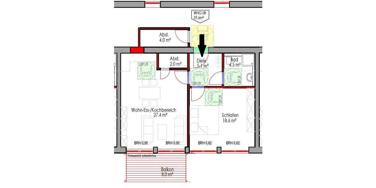 Etagenwohnung Lich - 2 Zimmer, 60 m&sup2;, 450&euro; | Angebot:25498077