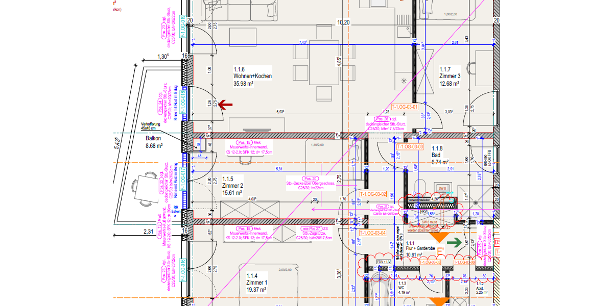 Etagenwohnung Lahnau - 4 Zimmer, 112 m&sup2;, 1.290&euro; | Angebot:25933328