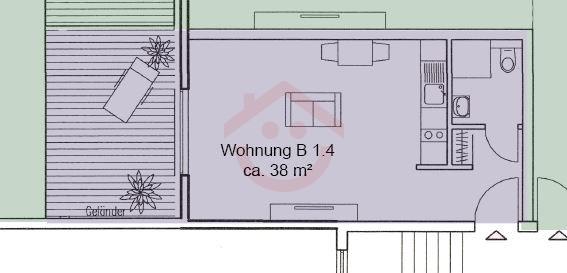 Etagenwohnung Gießen Allendorf - 1 Zimmer, 38 m&sup2;, 580&euro; | Angebot:25854073
