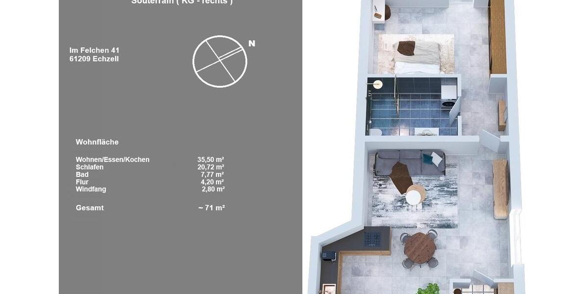 Etagenwohnung Wölfersheim - 2 Zimmer, 71 m&sup2;, 1.000&euro; | Angebot:26660248