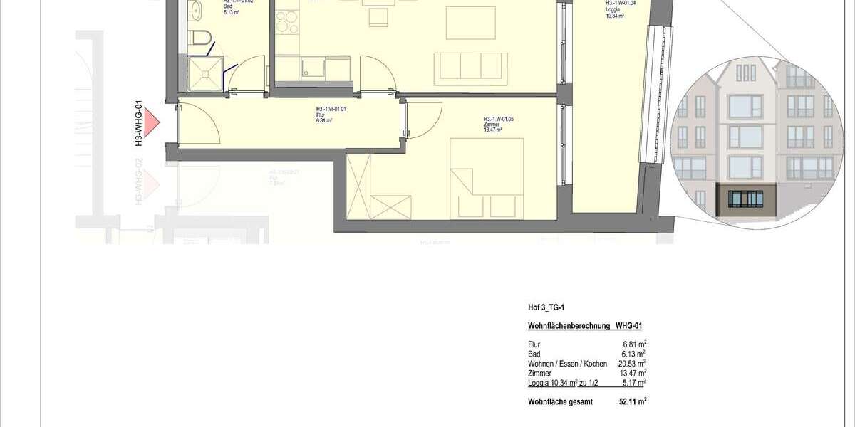 Etagenwohnung Wetzlar - 2 Zimmer, 52 m&sup2;, 780&euro; | Angebot:23750313