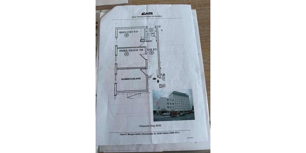 Etagenwohnung Gießen Wieseck - 2 Zimmer, 60 m&sup2;, 129.000&euro; | Angebot:24851800