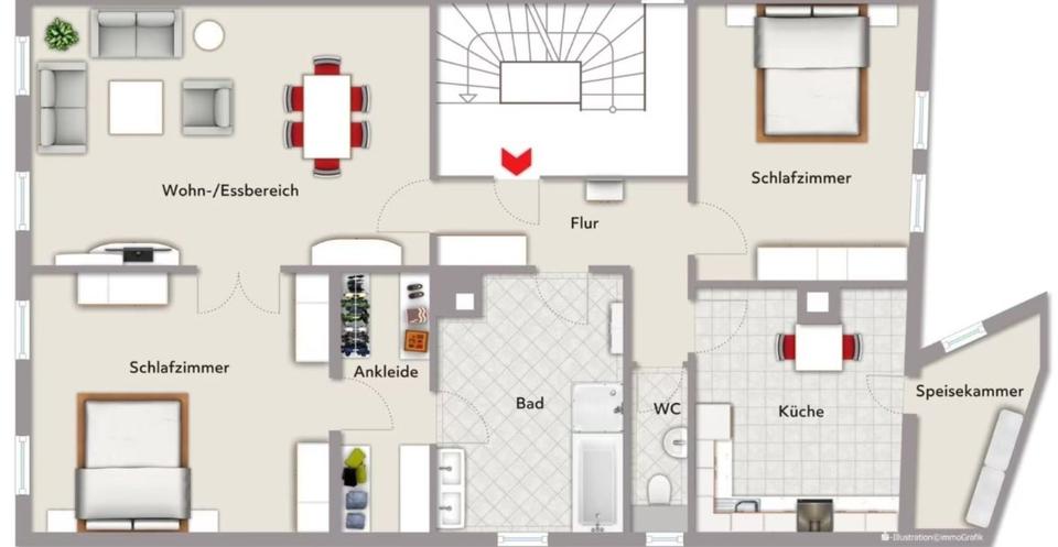 Etagenwohnung Butzbach - 3.5 Zimmer, 122 m&sup2;, 1.090&euro; | Angebot:25396580
