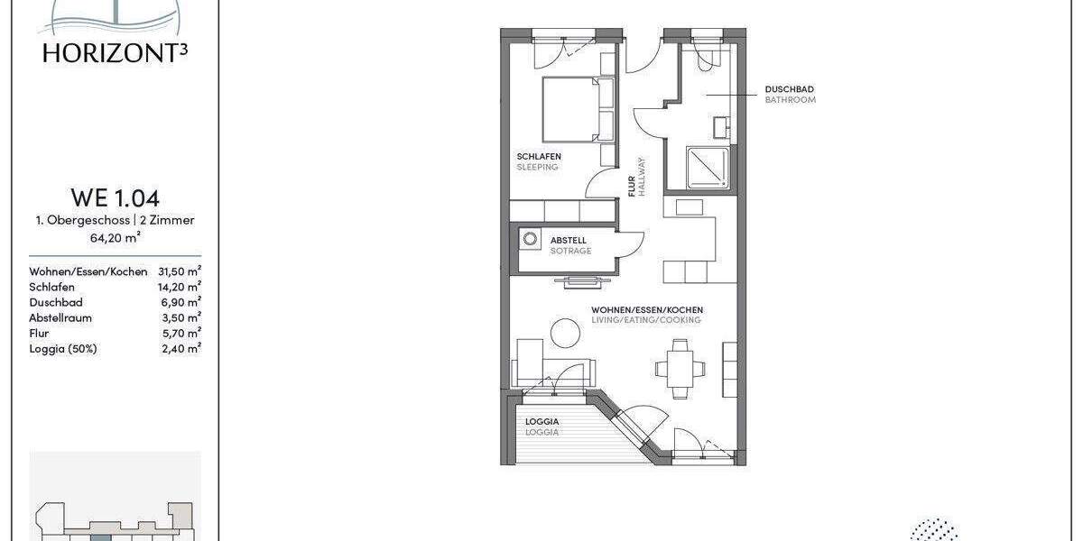 Etagenwohnung Ober-Mörlen Mörlen - 2 Zimmer, 64 m&sup2;, 318.000&euro; | Angebot:25717141