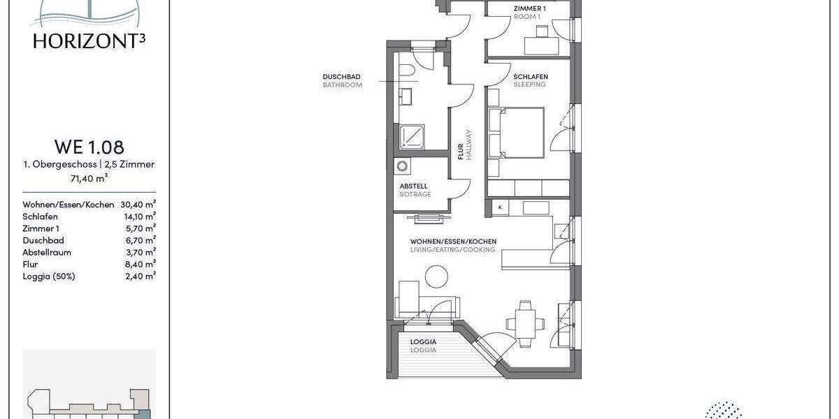 Etagenwohnung Ober-Mörlen Mörlen - 2 Zimmer, 71 m&sup2;, 361.000&euro; | Angebot:25700464