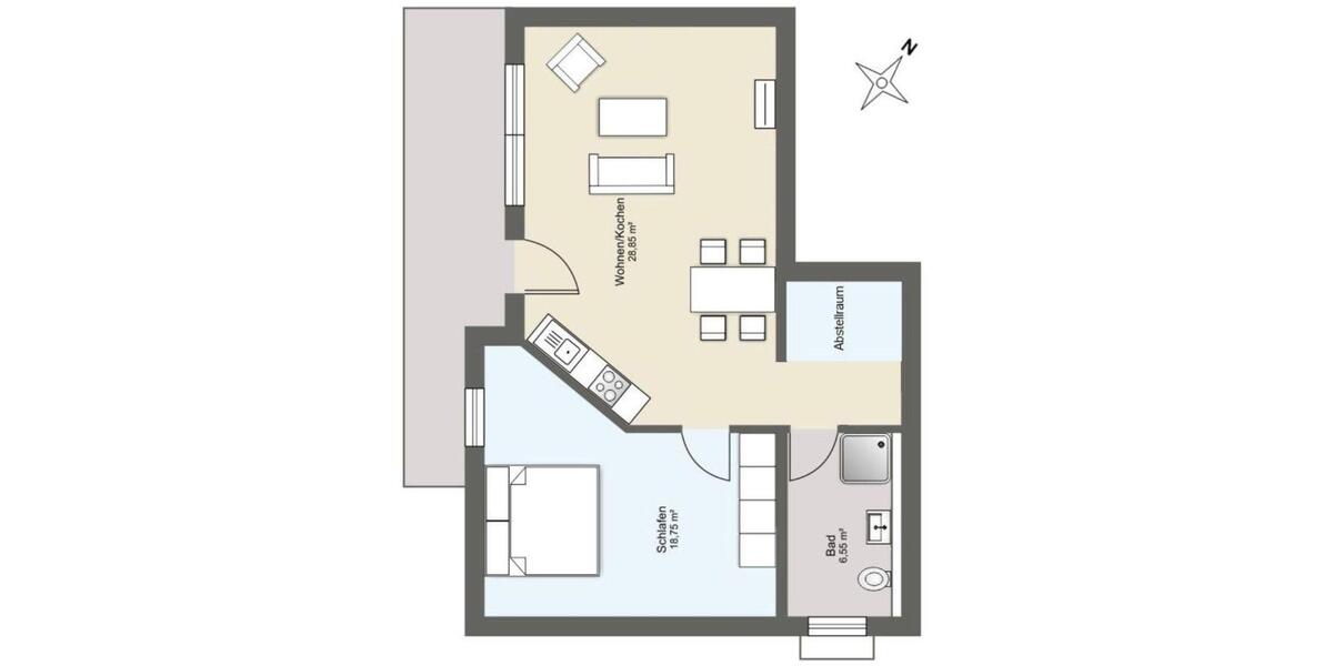 Etagenwohnung Gießen Wieseck - 2 Zimmer, 62 m&sup2;, 960&euro; | Angebot:25892409