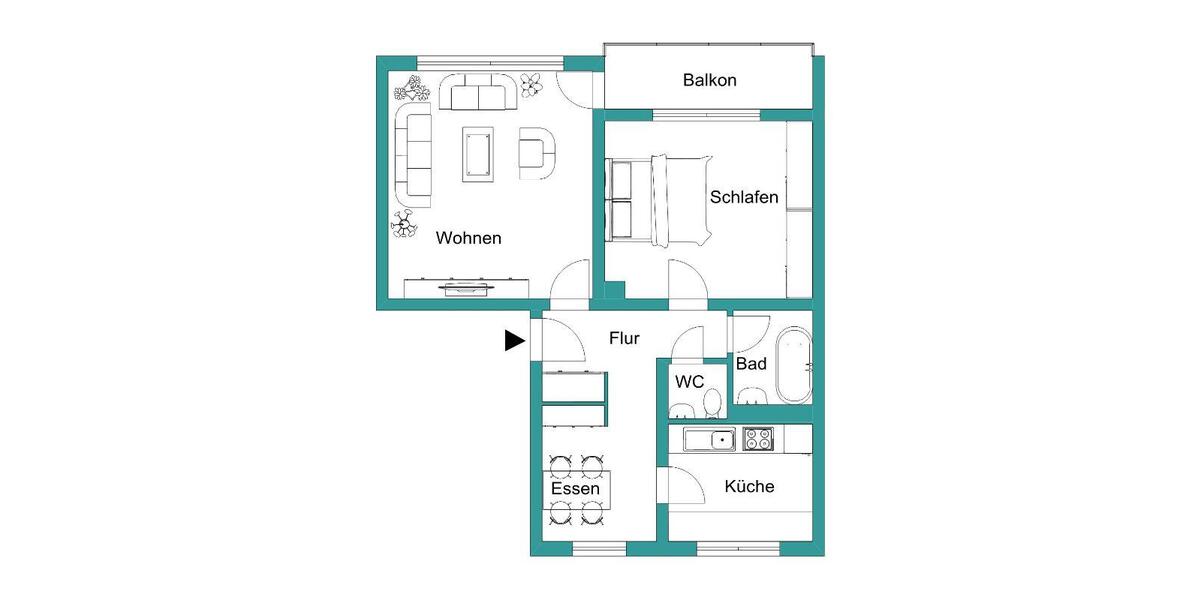 Etagenwohnung Marburg Biegenviertel - 2 Zimmer, 58 m&sup2;, 608&euro; | Angebot:25973718