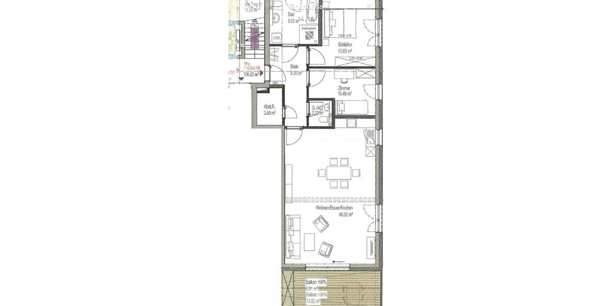 Etagenwohnung Gießen Anneröder Siedlung - 3 Zimmer, 106 m&sup2;, 1.825&euro; | Angebot:25143187