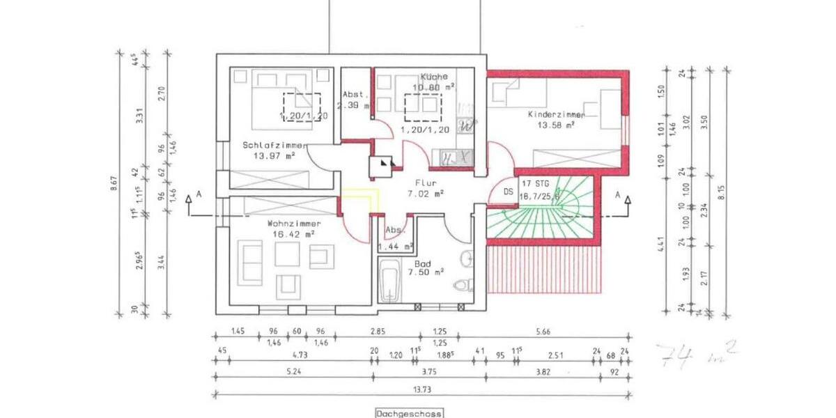 Dachgeschoßwohnung Aßlar - 3 Zimmer, 73 m&sup2;, 580&euro; | Angebot:25873633