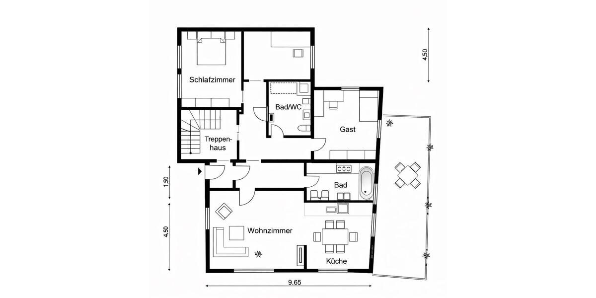 Erdgeschoßwohnung Amöneburg - 4 Zimmer, 126 m&sup2;, 1.650&euro; | Angebot:25525859