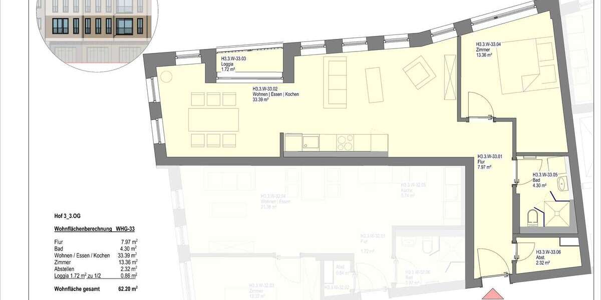 Etagenwohnung Wetzlar - 2 Zimmer, 62 m&sup2;, 980&euro; | Angebot:23750315