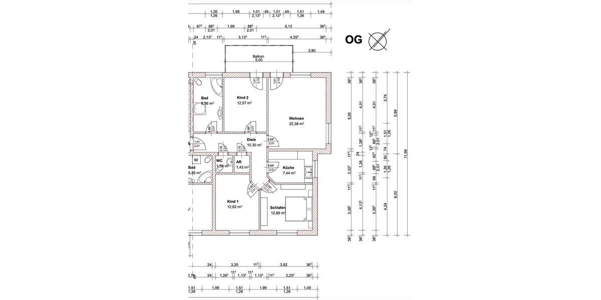 Etagenwohnung Biebertal - 4 Zimmer, 95 m&sup2;, 364.000&euro; | Angebot:26643505