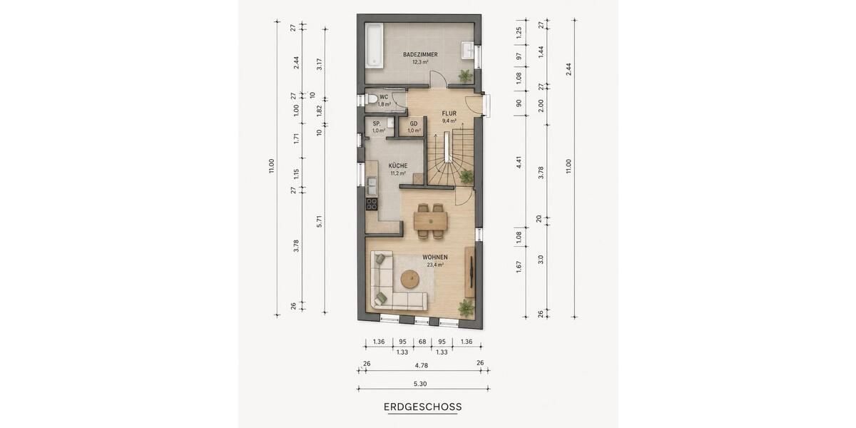 Einfamilienhaus Biebertal - 4 Zimmer, 106 m&sup2;, 1.360&euro; | Angebot:26660366