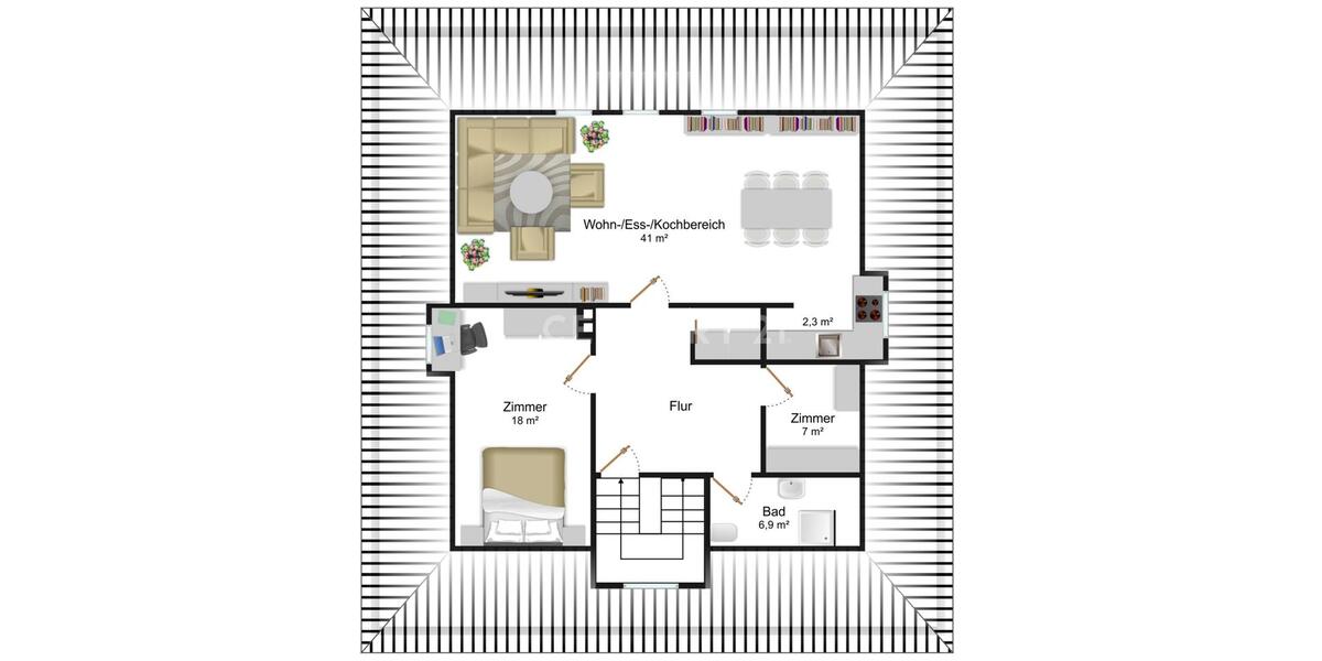 Etagenwohnung Gießen - 3 Zimmer, 76 m&sup2;, 895&euro; | Angebot:26003345