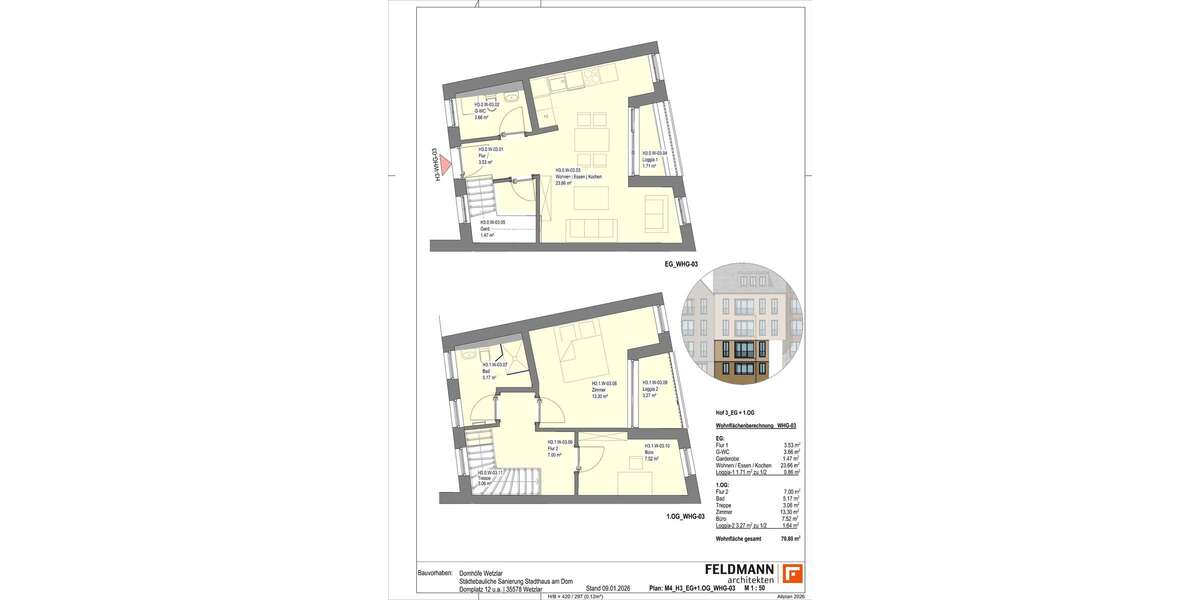 Etagenwohnung Wetzlar - 3 Zimmer, 71 m&sup2;, 1.140&euro; | Angebot:23750319