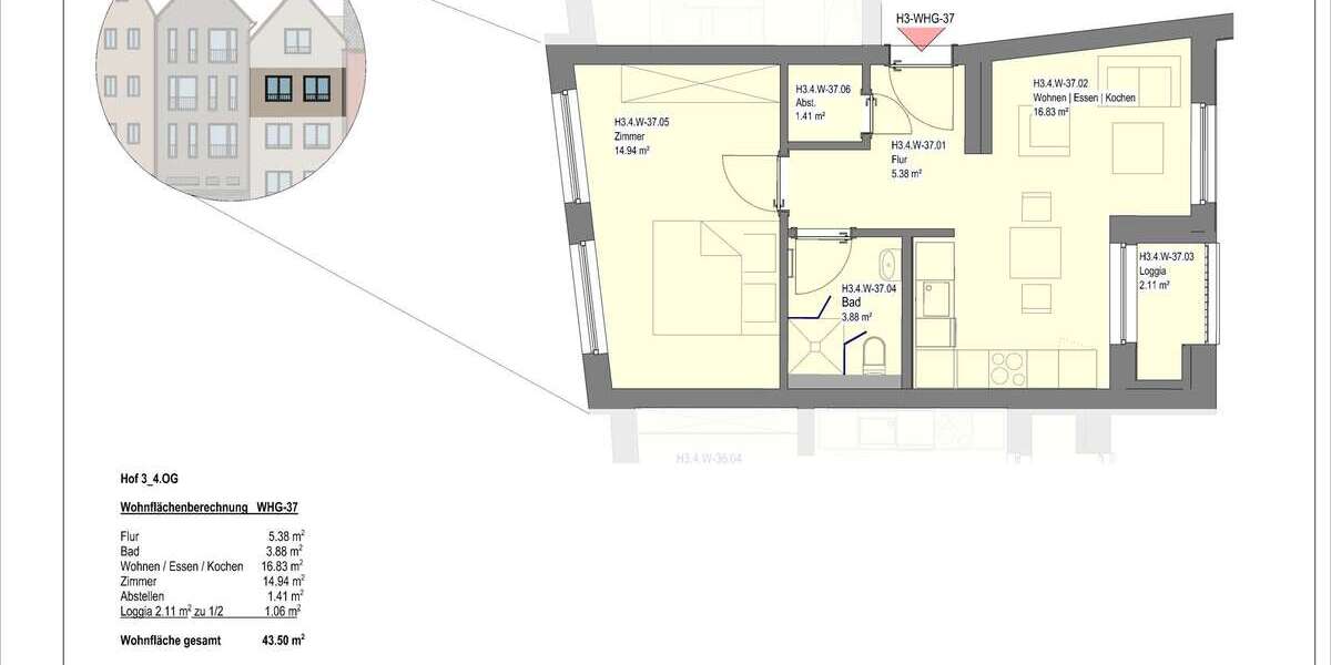 Etagenwohnung Wetzlar - 2 Zimmer, 44 m&sup2;, 770&euro; | Angebot:23750327