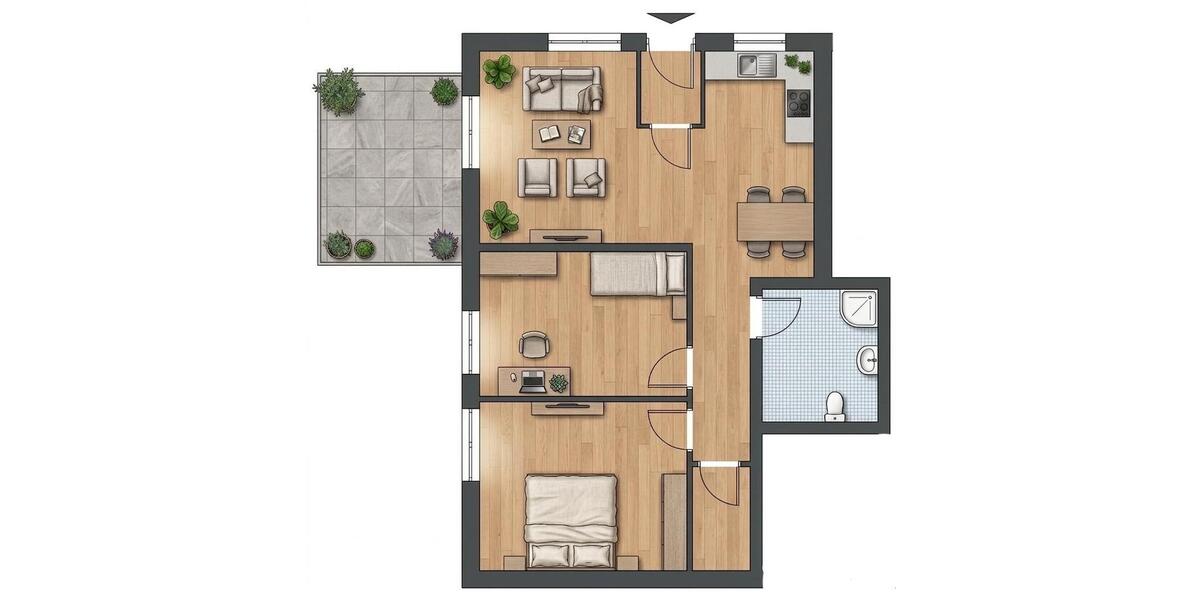 Erdgeschoßwohnung Staufenberg - 3.5 Zimmer, 80 m&sup2;, 265.000&euro; | Angebot:25973414